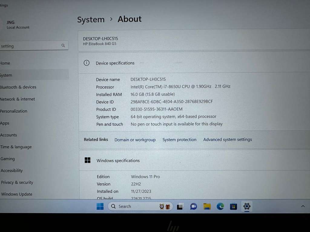 HP EliteBook 840 G5  8th Gen i7-8550U@1.9GHz, 16GB RAM, 256GB SSD FHD Display LTE