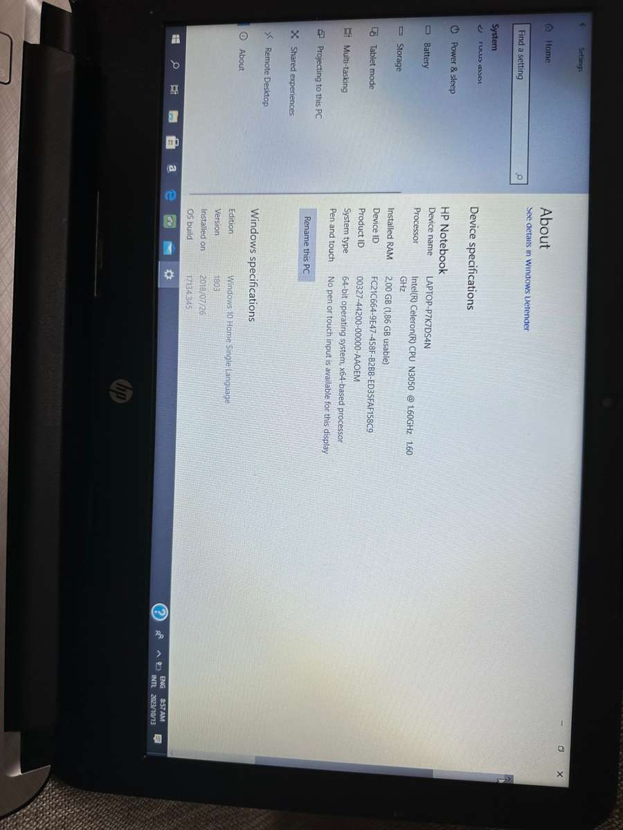 HP RTL8723BE INTEL CELERON 2GB RAM 500GBHDD PLEASE READ