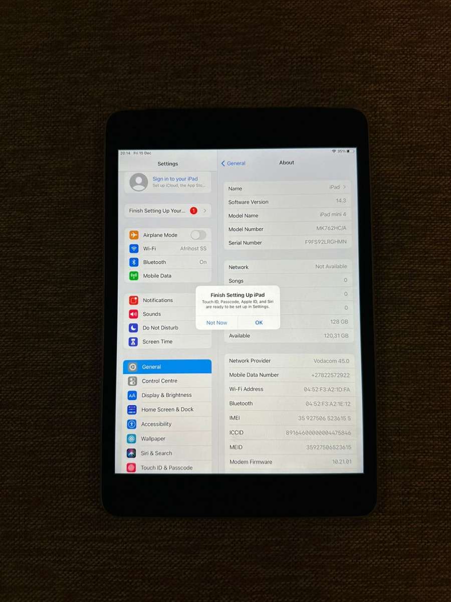IPAD MINI 4  MODEL A1550 WIFI AND 4G 128GB