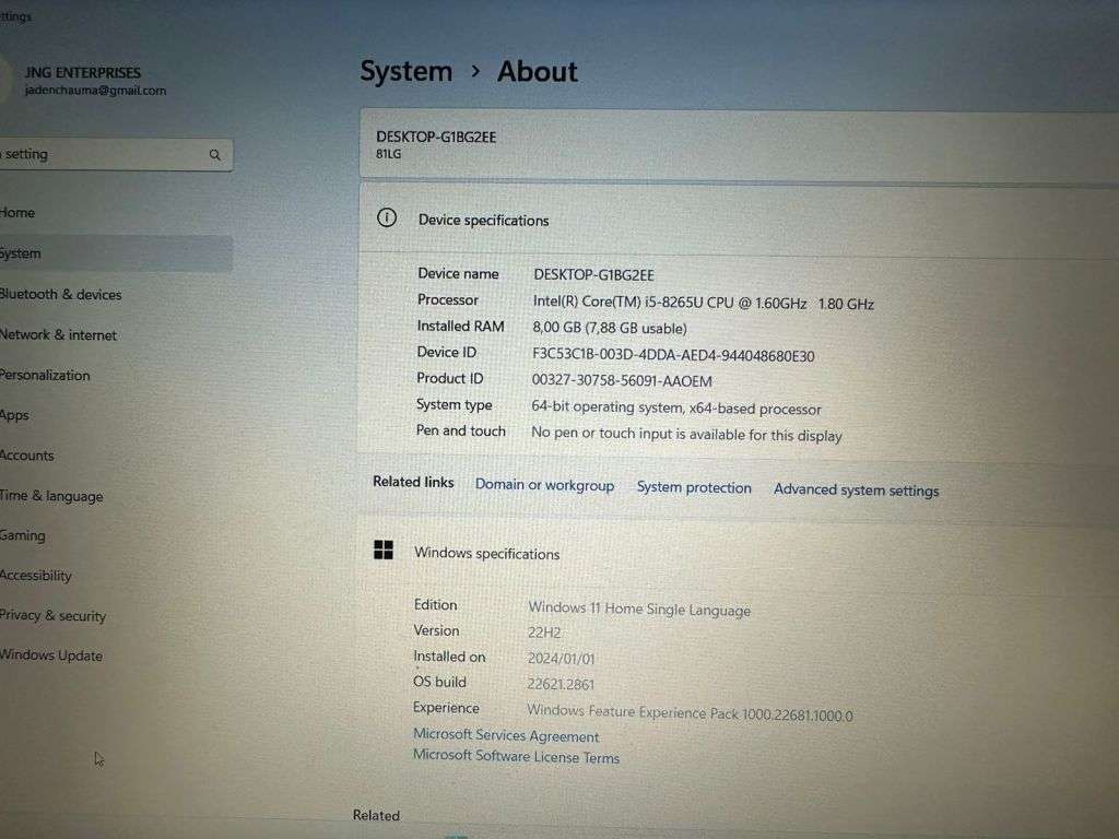 Lenovo IdeaPad L340-151WL TYPE 81LG CORE I5 8TH GEN 8GB RAM 256GBSSD