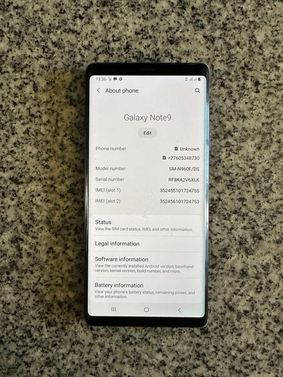 Samsung Note 9, 6GB RAM, 128Gb storage, dual  SIM with stylus pen