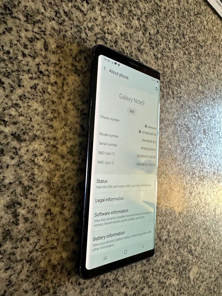 Samsung Note 9, 6GB RAM, 128Gb storage, dual  SIM with stylus pen