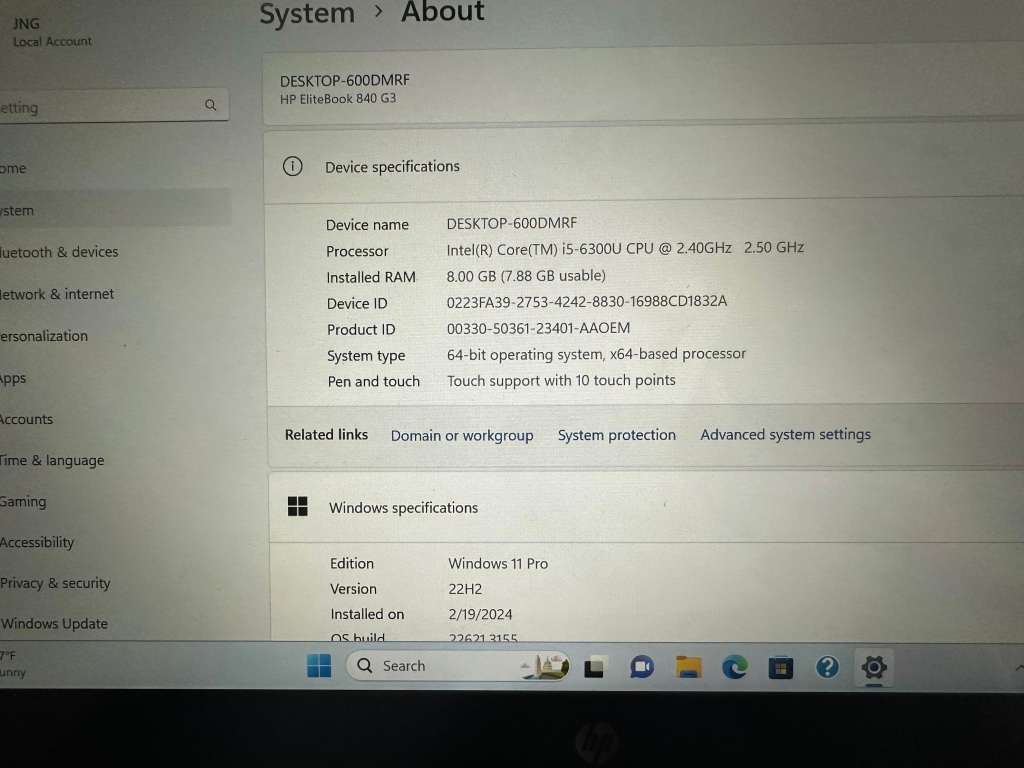 HP EliteBook 840 G3, Intel i5-6600U@2.4GHz, 8GB RAM, 256GB SSD, 14 FHD Display LTE Touch Screen