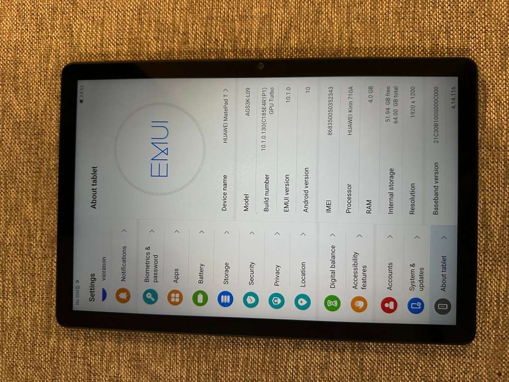 Huawei MatePad T10s 64GB - Deep Sea Blue Mint