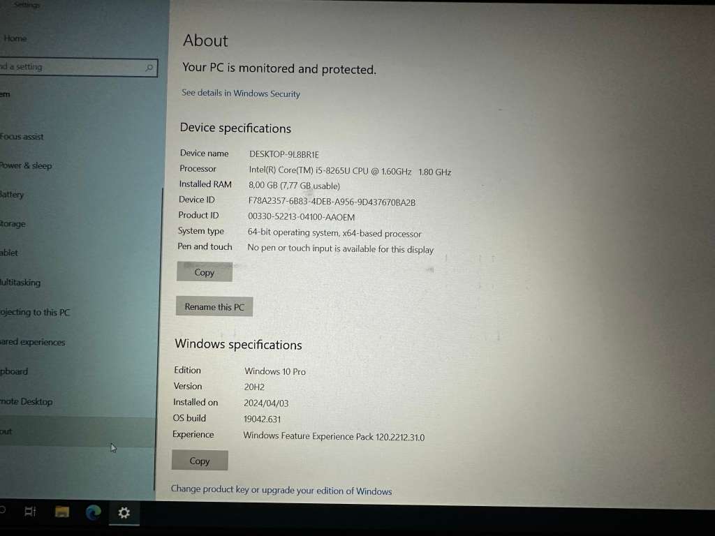 LENOVO L580 CORE I5 8TH GEN 8GB RAM 512GB SSD
