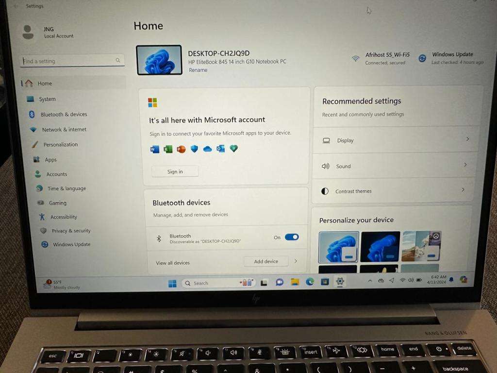 HP EliteBook 845 G10 14-inch WUXGA Laptop - AMD Ryzen 7 7840HS 512GB SSD 16GB RAM LTE  New Condition