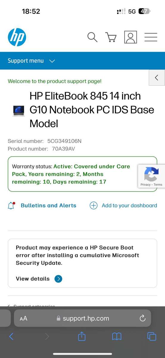 HP EliteBook 845 G10 14-inch WUXGA Laptop - AMD Ryzen 7 7840HS 512GB SSD 16GB RAM LTE  New Condition