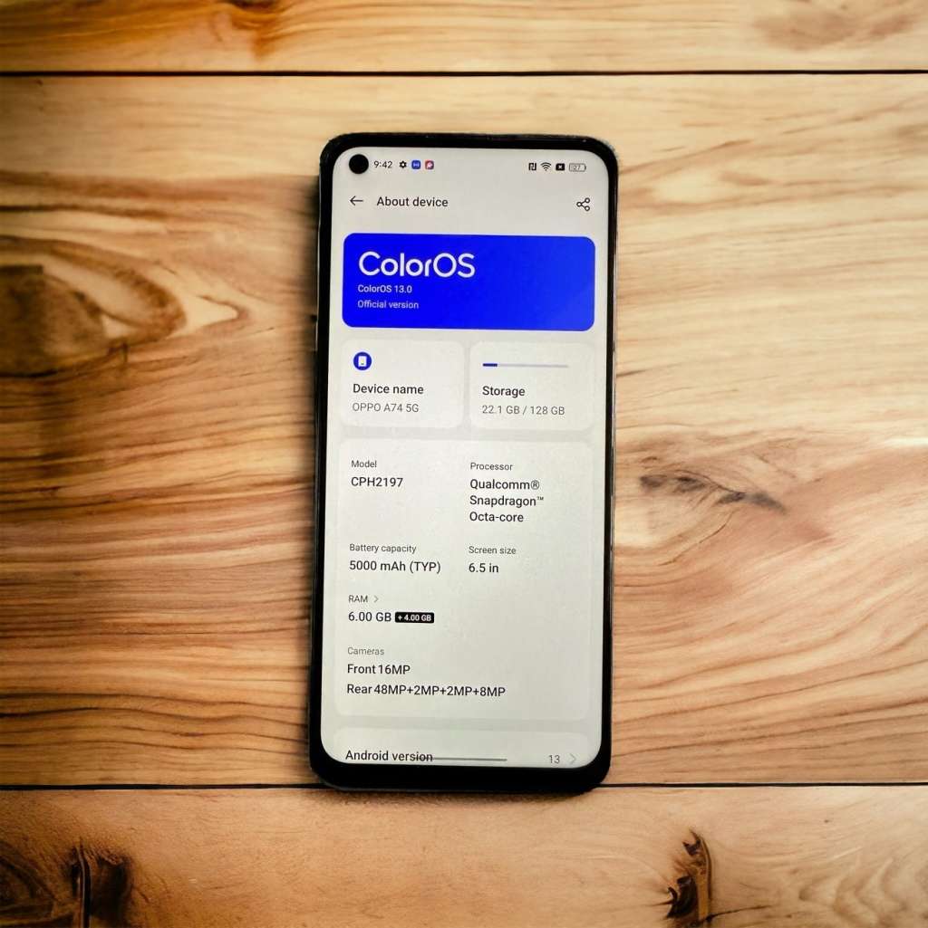 OPPO  [  CPH2197 ] A74 5G 6GB RAM 128 GB MEMORY  SINGLE SIM
