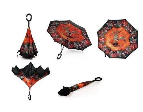 INVERTED UMBRELLA-orange floral