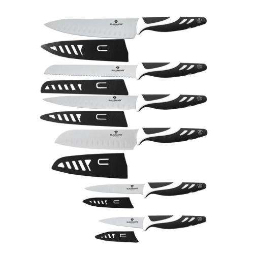 BLAUMANN 12-PIECE STAINLESS STEEL KNIFE SET WITH GUARD-GREY