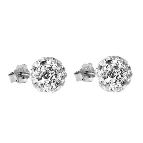 Sterling silver clear cz glitterball stud earrings