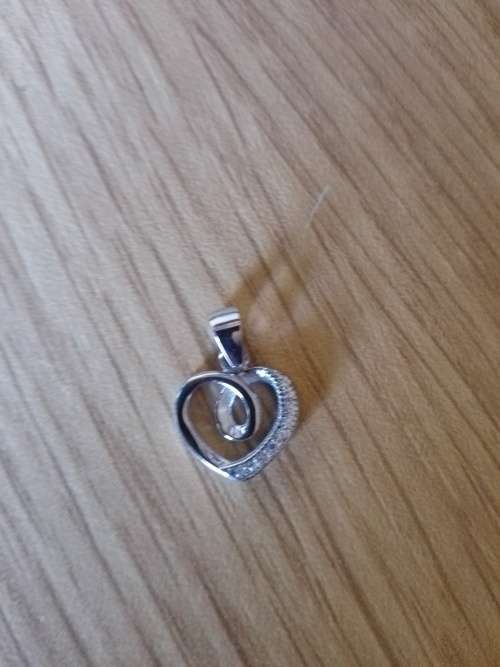 Sterling silver heart pendant with cubic zirconia stones