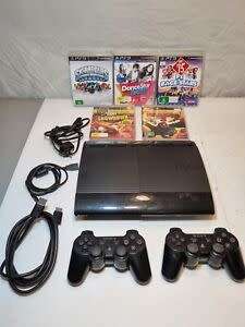 PS3 SUPER SLIM 500GB HDD WITH 45 GAMES AND TWO CONTROLLERS