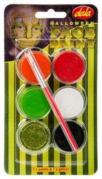 Dala Teddy Face Paint Kit Halloween - 6 x 10ml Kit plus Brush