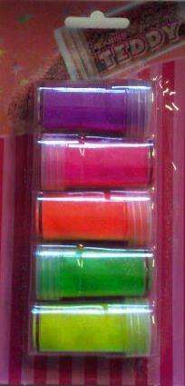 Dala Teddy Glitter Shaker Card  - Neon colours  5 x assorted 8g