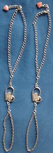 KUTULA Barefoot Sandals - Silver Chain & Heart - (1 x PAIR) size 5-6