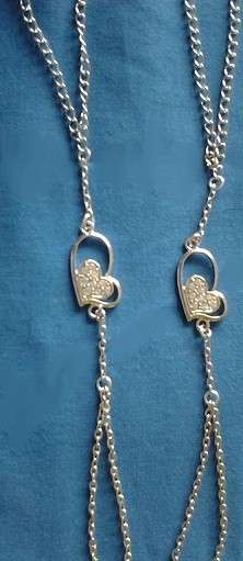 KUTULA Barefoot Sandals - Silver Chain & Heart - (1 x PAIR) size 7-8