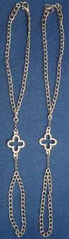 KUTULA Barefoot Sandals - Silver Chain & Cross - (1 x PAIR) size 5-6