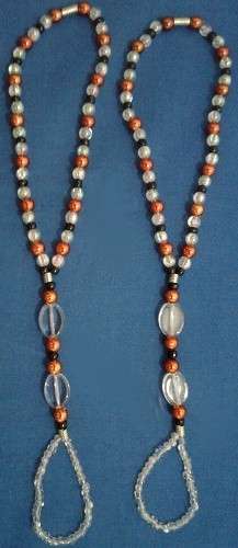 KUTULA Barefoot Sandals - Hand Beaded Red, Black & Clear Glass, Metal, Plastic - (1 x PAIR) size 5-6