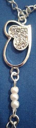 KUTULA Hand Bracelets - Silver Chain, Glass Pearls & Heart Connector - M