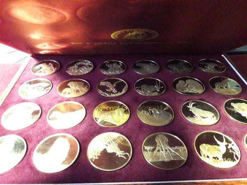 Gold Plated Silver Medallion Set SA Wildlife Society 50th Anniversary