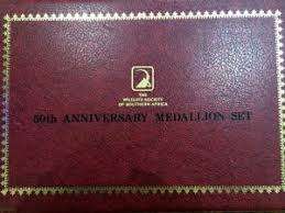 Gold Plated Silver Medallion Set SA Wildlife Society 50th Anniversary