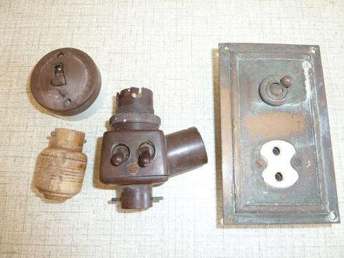 Vintage Switches, Plugs made of Brass, wood and Bakelite (Unusual and Scarce)