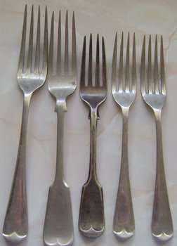 Set  of  Five  Collector  Forks  -  Sheffield  Britannia  &   E.P.N.S.