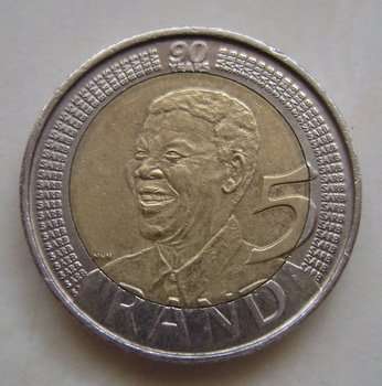 Mandella's 90th Birthday  Five Rand Coin  -  2008