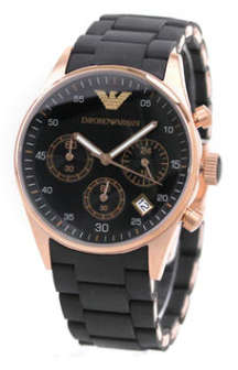 Ladies Emporio Armani AR5906 Chronograph watch - Black and Rose Gold