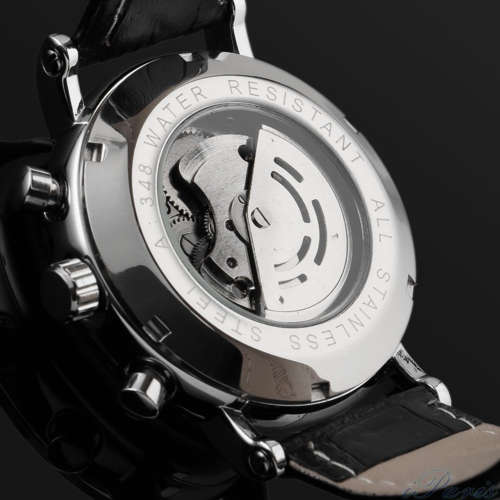 JARAGAR MECHANICAL 6 HAND BLACK LEATHER GENTS DRESS WATCH #STUNNING