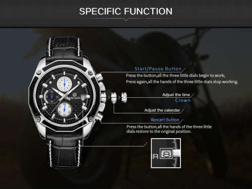 Megir Quartz Men Watch Genuine Leather