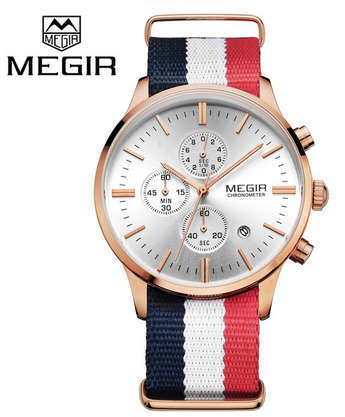MEGIR MENS QUARTZ CHRONOGRAPH WATCH - ROSE GOLD AND SILVER