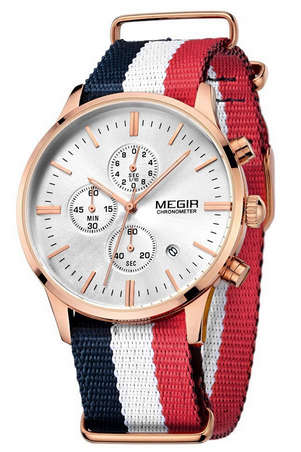 MEGIR MENS QUARTZ CHRONOGRAPH WATCH - ROSE GOLD AND SILVER