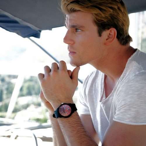 Diesel Armbar Black Dial Men's Silicone Watch