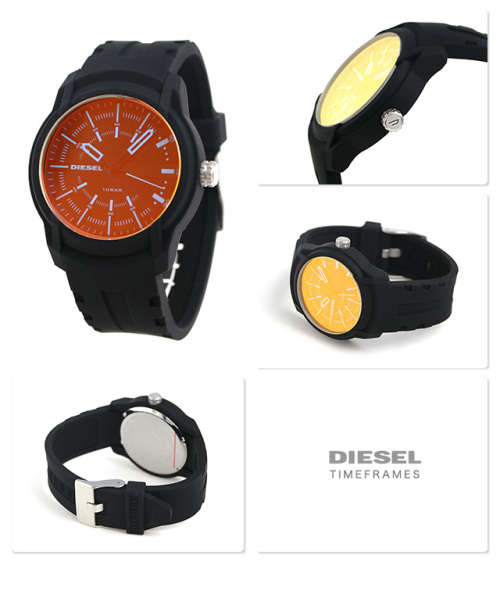 Diesel Armbar Black Dial Men's Silicone Watch