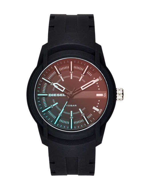 Diesel Armbar Black Dial Men's Silicone Watch