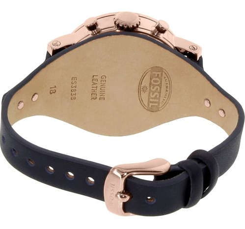 Fossil Ladies Blue Leather Boyfriend Chronograph Watch ES3838