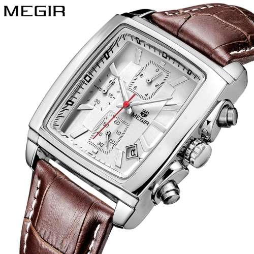 Megir Men's Brown Leather Chronograph Watch