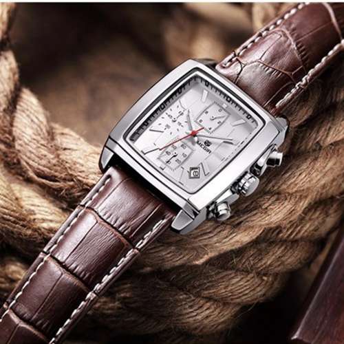 Megir Men's Brown Leather Chronograph Watch