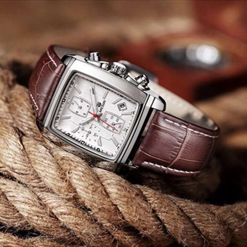 Megir Men's Brown Leather Chronograph Watch