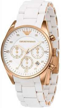EMPORIO ARMANI AR5920 LADIES CHRONOMETER WHITE & ROSE GOLD