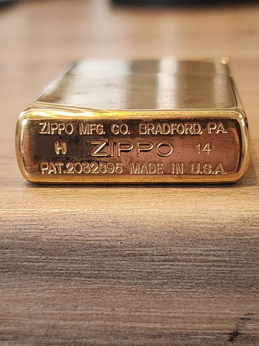 Zippo High Polish Brass Vintage With Slashes + Pouch