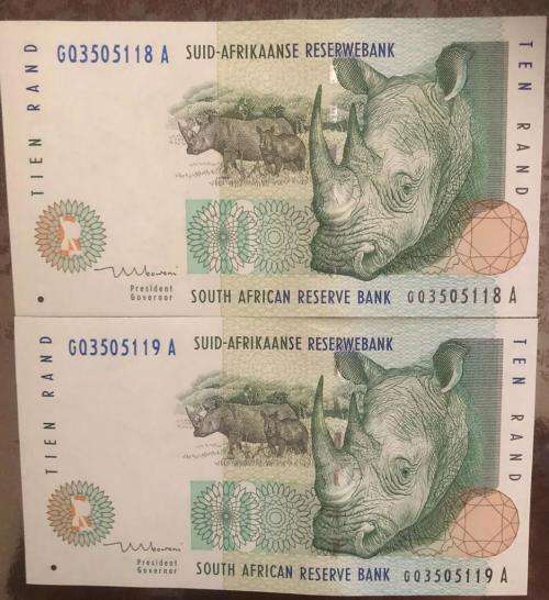 Tt Mboweni R10 notes in sequence