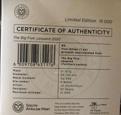 Newly released big 5 leopard 1oz silver