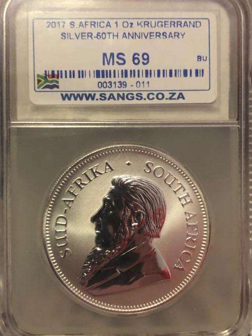 2017 silver krugerrand in excellent grade ms 69