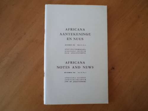 Africana Notes and News: William Rowland Thompson. [R50.00 postage extra]