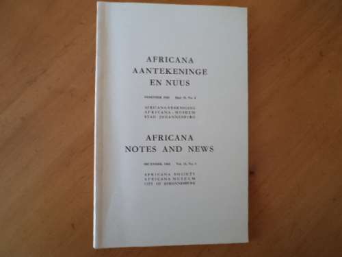 Africana Notes and News: A Survey of Existing Antique Sandveld Furniture. [R50.00 postage extra]
