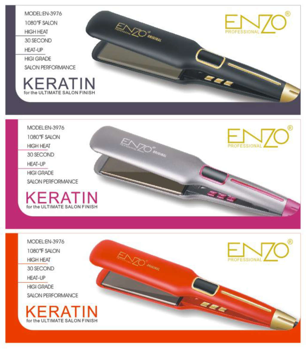 ENZO Professional portable travel fast ceramic titanium wide plate ionic flat iron  EN-3976