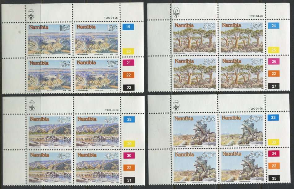 Namibia - 4 Control Blocks of 4